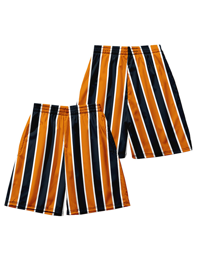 Mens Colorful Stripe Printing Breathable Beach Shorts