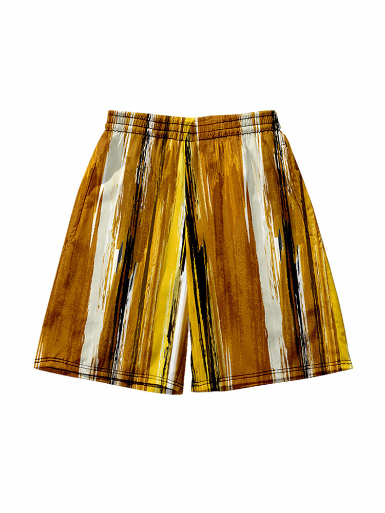 Mens Novelty & Basic Stripes Quick Dry Beach Shorts