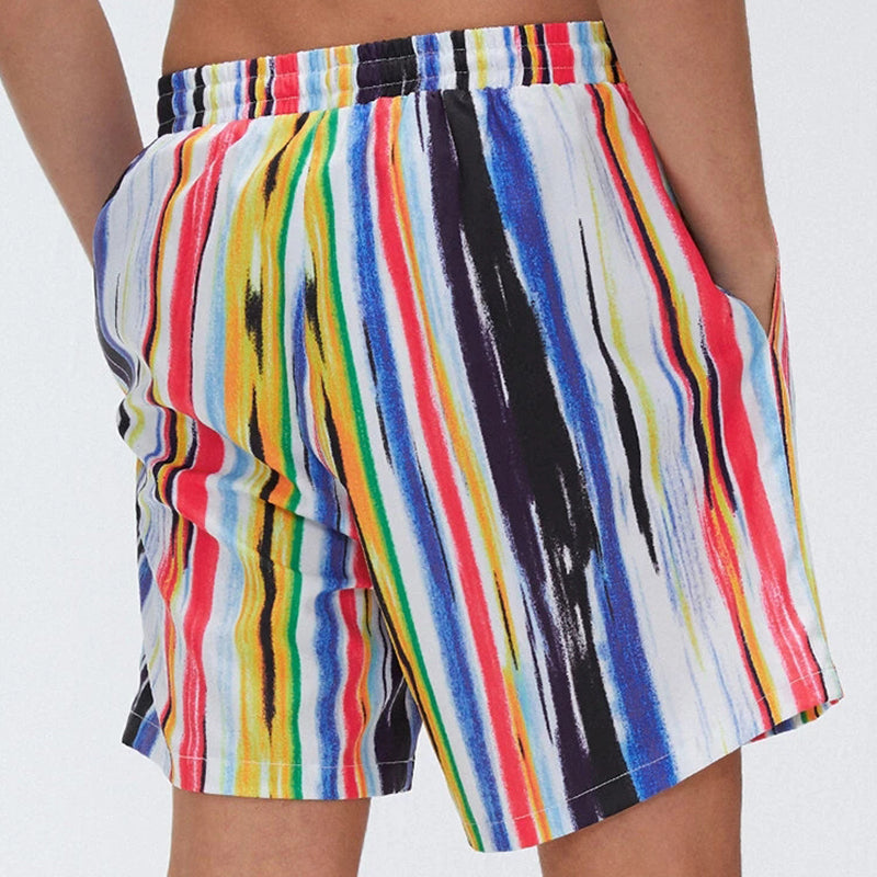Men Graffiti Stripe Shorts Quick Drying Shorts