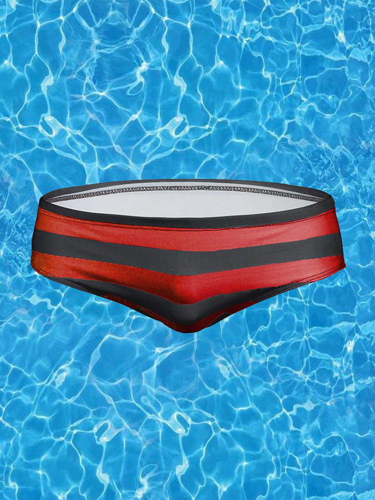 Mens Surfing Striped Swimming Briefs