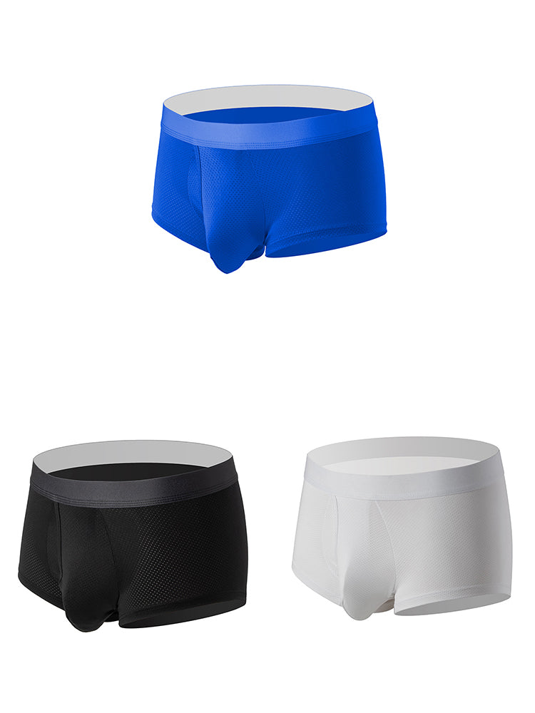 Men’s 3 Pack Fly Big Pouch Breathable Trunks