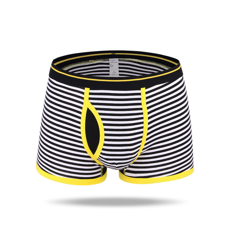 Men's Striped Cotton Sports Boxer Briefs