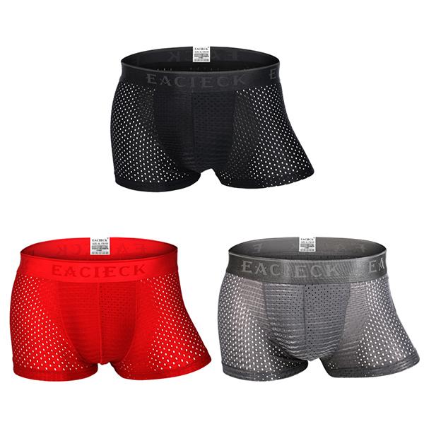 Men's 3PCS Mesh Thin Ice Silk Underwear