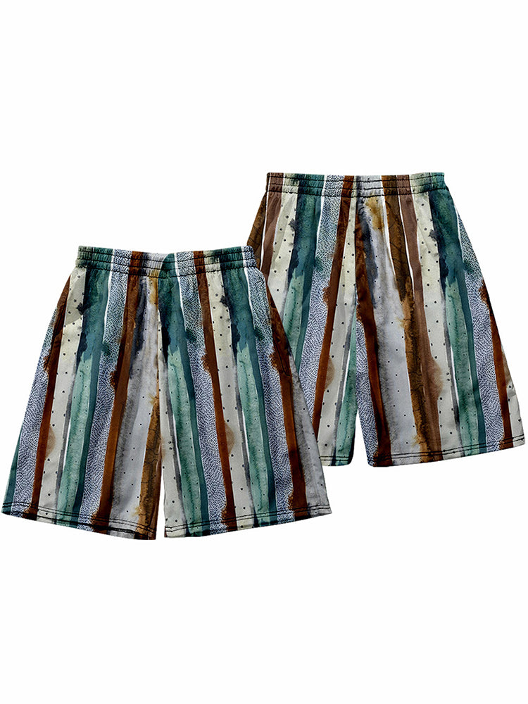 Mens Novelty & Basic Stripes Quick Dry Beach Shorts