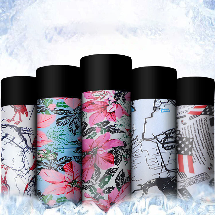 4 Pcs Printed Ice Silk Breathable Men's Boxer Briefs Set