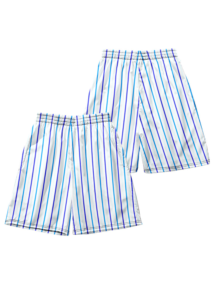 Mens Colorful Stripe Printing Breathable Beach Shorts