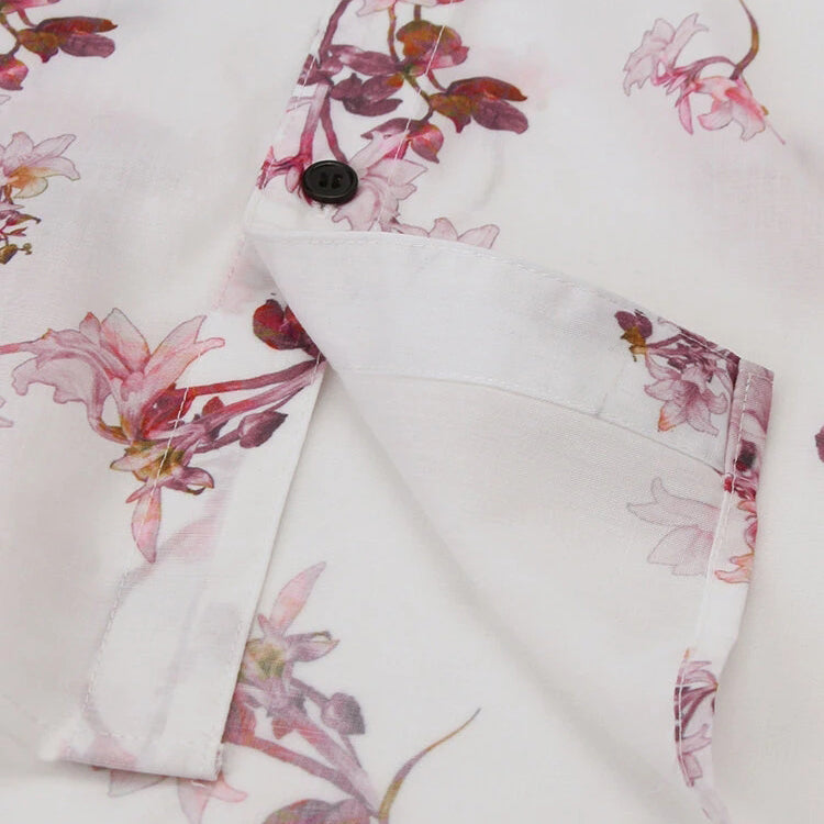 Flowers Printed Loose Short Sleeve Lapel Shirt
