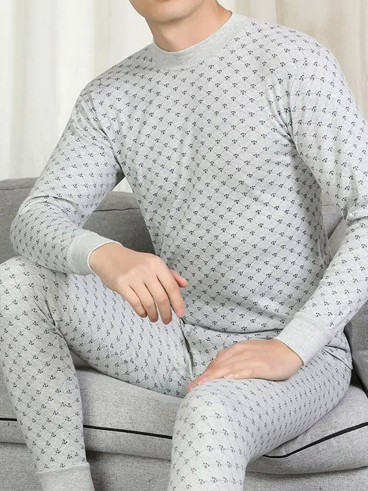 Men's Home Printed Cozy Thermal Sets