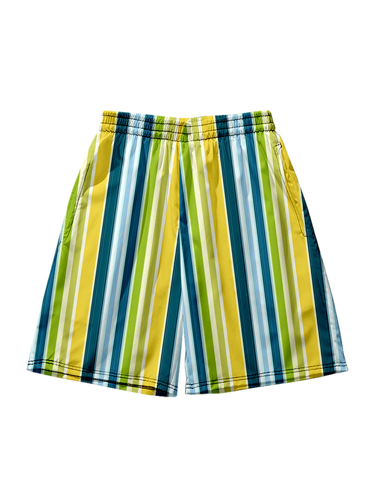 Men's Multicolor Stripe Leisure Swim Shorts
