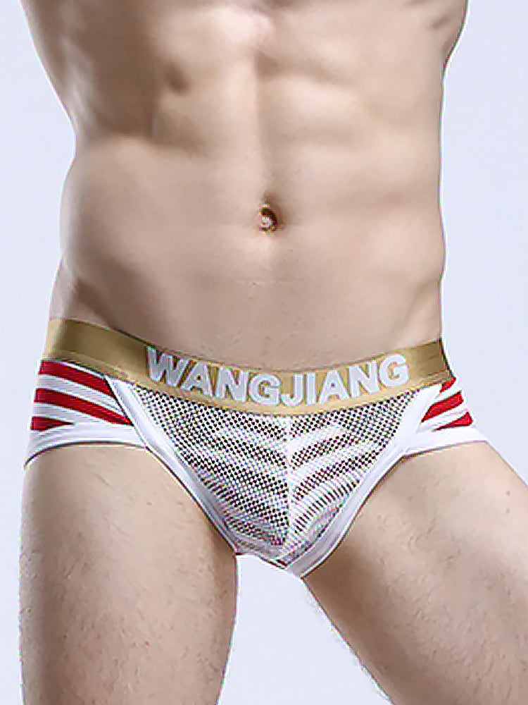 2 Pack Sexy Mens Striped Cotton U Shaped Pouch Briefs