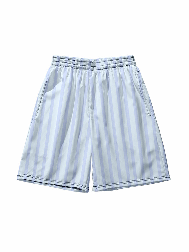 Mens Novelty & Basic Stripes Quick Dry Beach Shorts