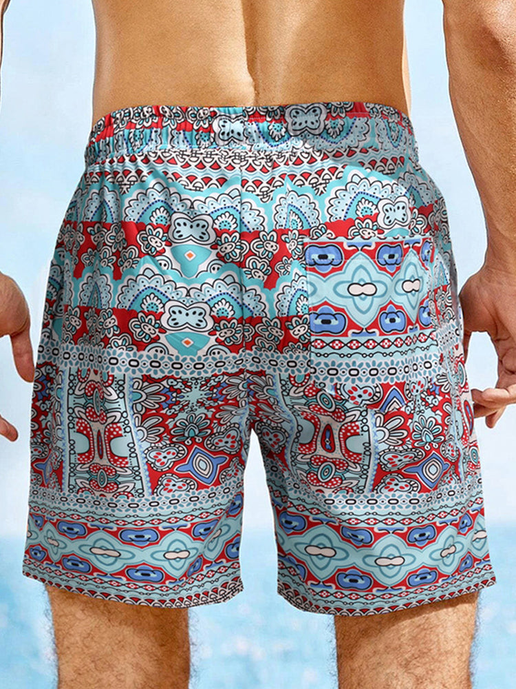 Men's Floral Printing Sports Hawaiian Shorts
