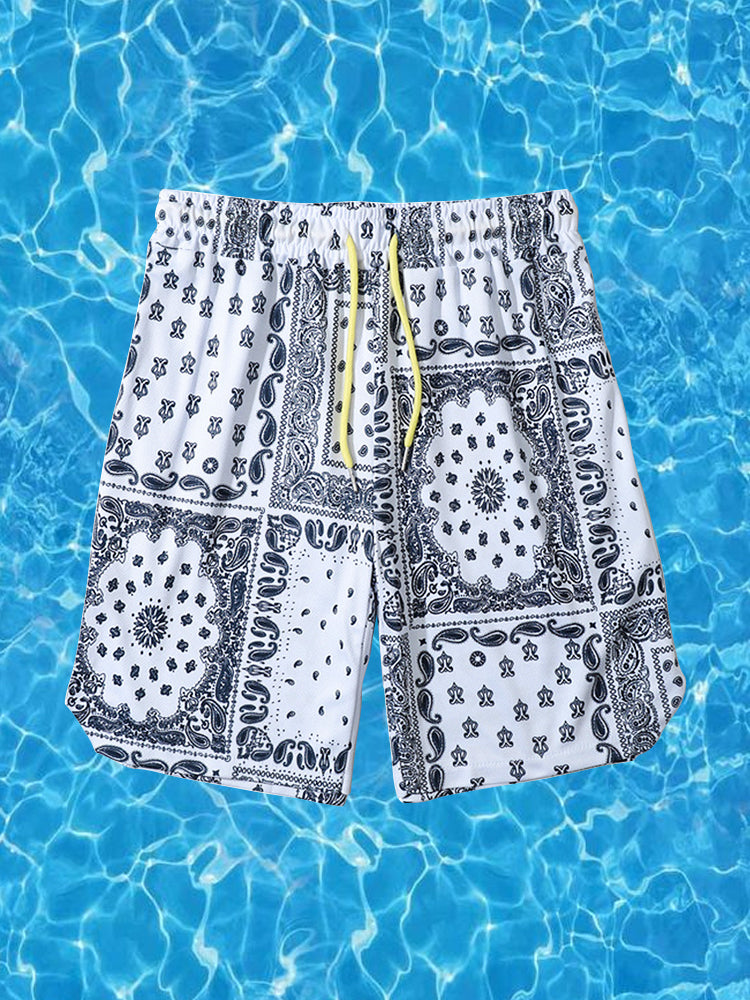 Men's Breathable Print Elastic Waist Beach Shorts