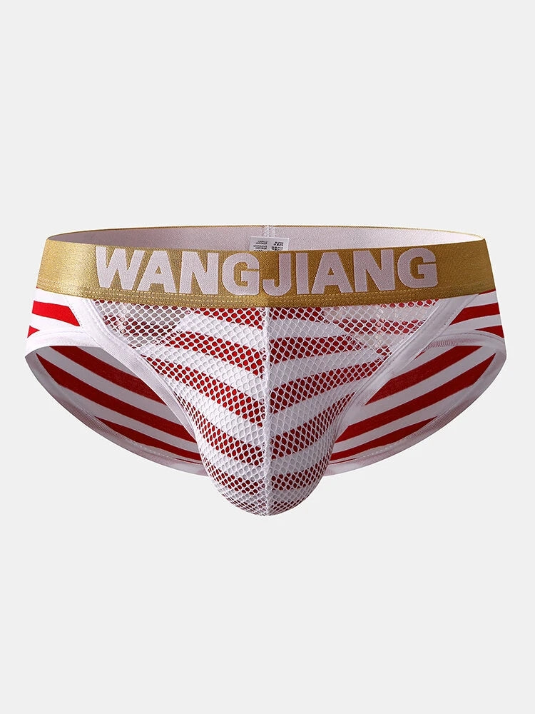 2 Pack Sexy Mens Striped Cotton U Shaped Pouch Briefs