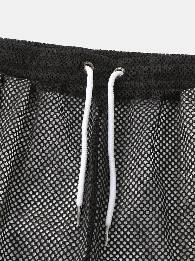 Mens Mesh Loose See Through Swim Shorts