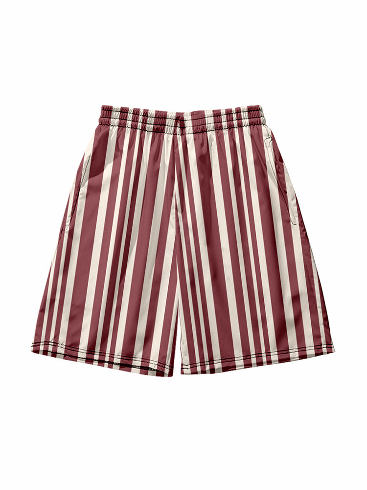 Mens Novelty & Basic Stripes Quick Dry Beach Shorts