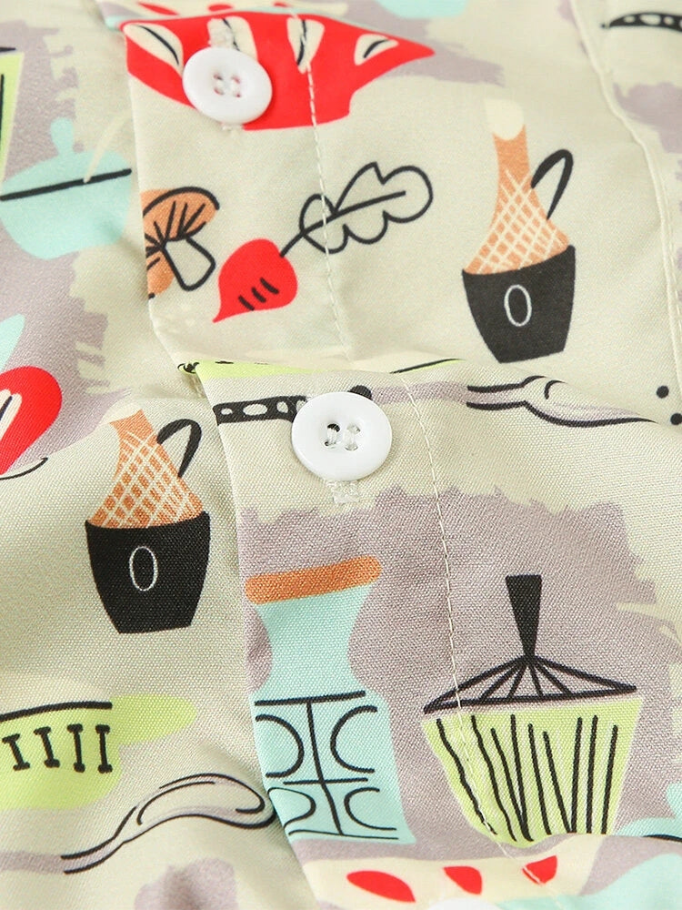 Mens Colorful Mushroom Element Print Light Shirts
