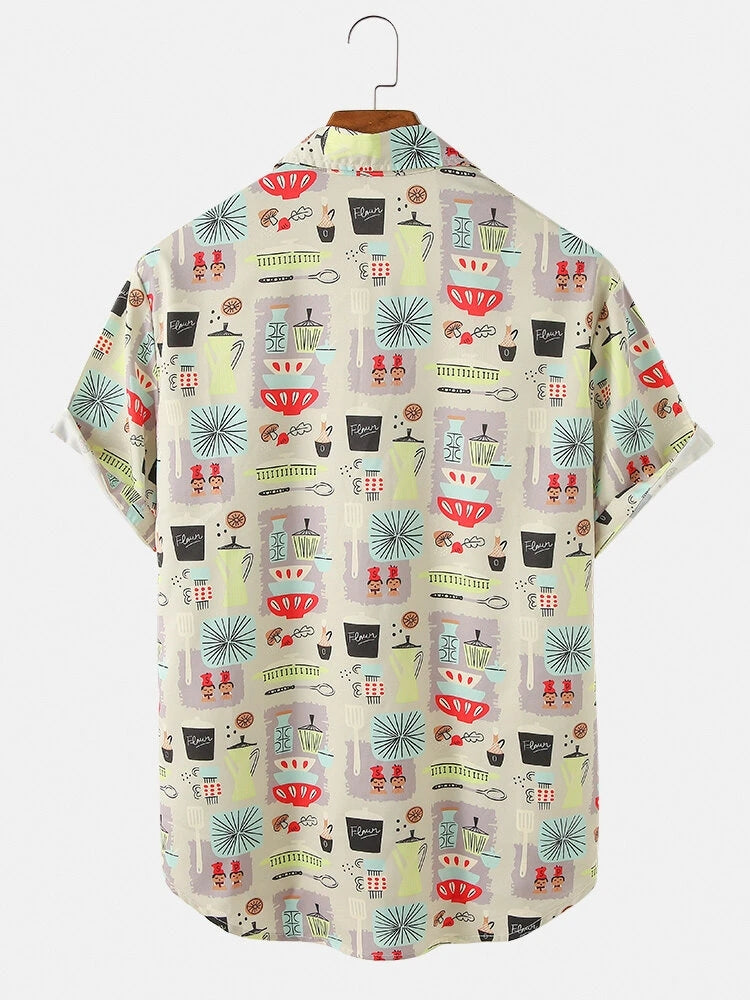 Mens Colorful Mushroom Element Print Light Shirts