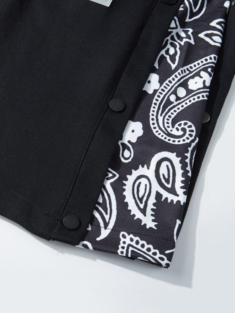 Mens Pattern Patchwork Elastic Active Athletic Shorts