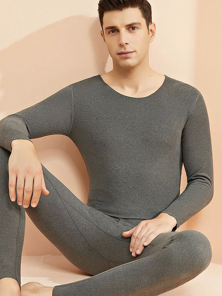 Men's Seamless Splice Thin Design Thermal Set
