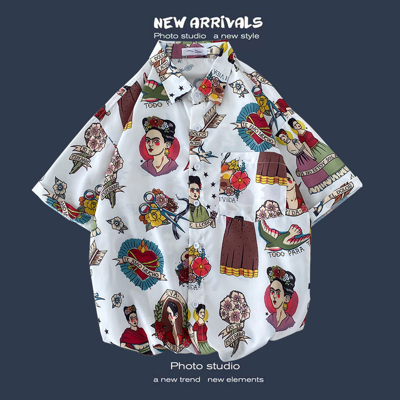 Men's Flower Short Sleeve Frontpocket Hawaiian Shirts