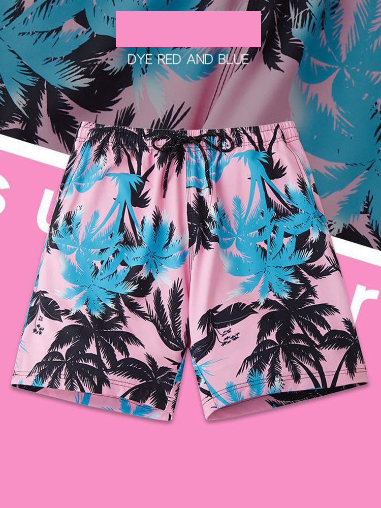 Men Quick Dry Drawstring Printed Ling Swim Trunks