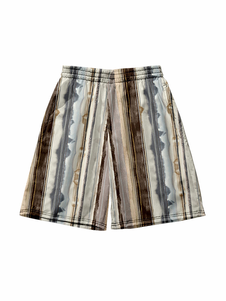Mens Novelty & Basic Stripes Quick Dry Beach Shorts