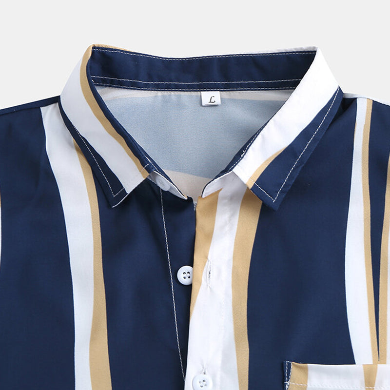 Mens Plain Color Striola Short Sleeve Shirts