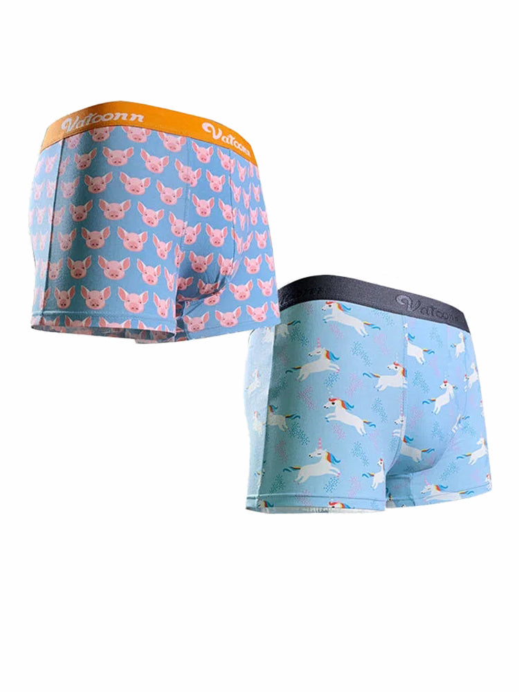 Couple 2 PCS Cotton Cartoon Breathable Underwear