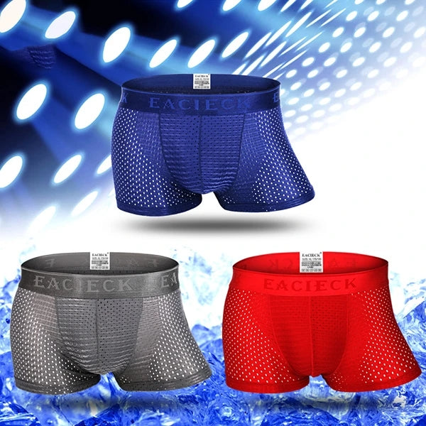 3Pcs Men's Mesh Thin Ice Silk Underwear