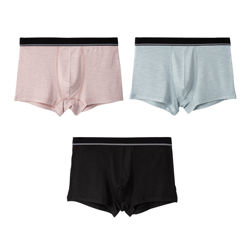 3Pcs Mid-waist Thin Summer Men's Boxer Briefs