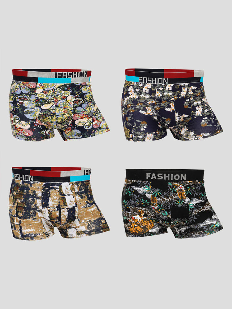 4 Pack Men’s Large Pouch Fashion Cotton Trunks