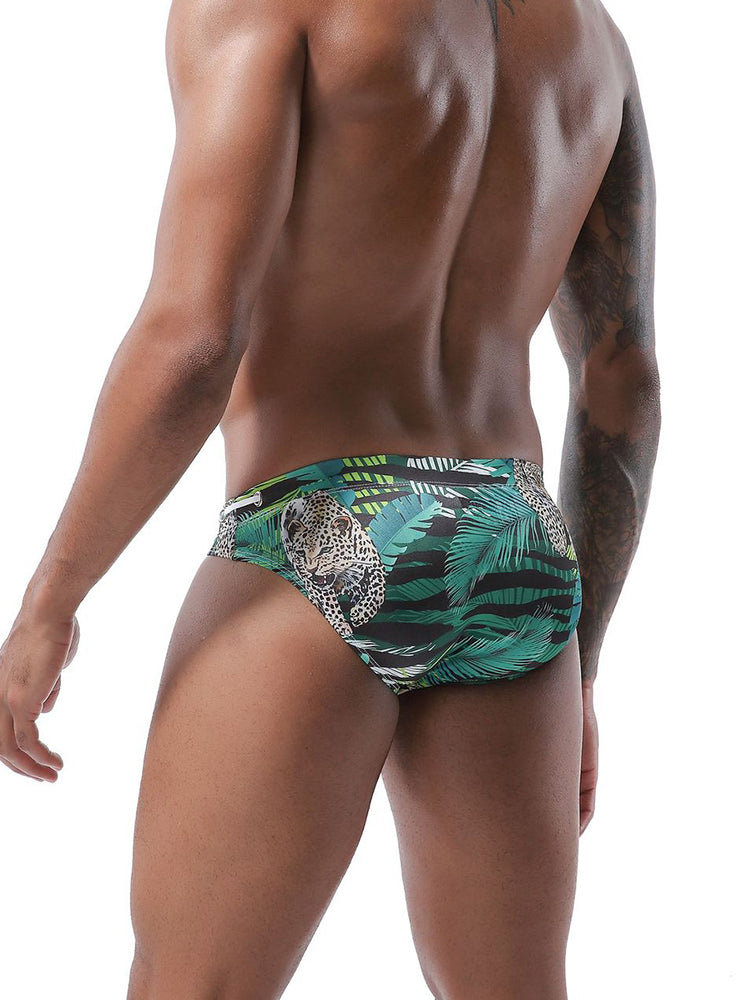Mens Bulge Pouch Surfing Printed Bohemian Swim Briefs