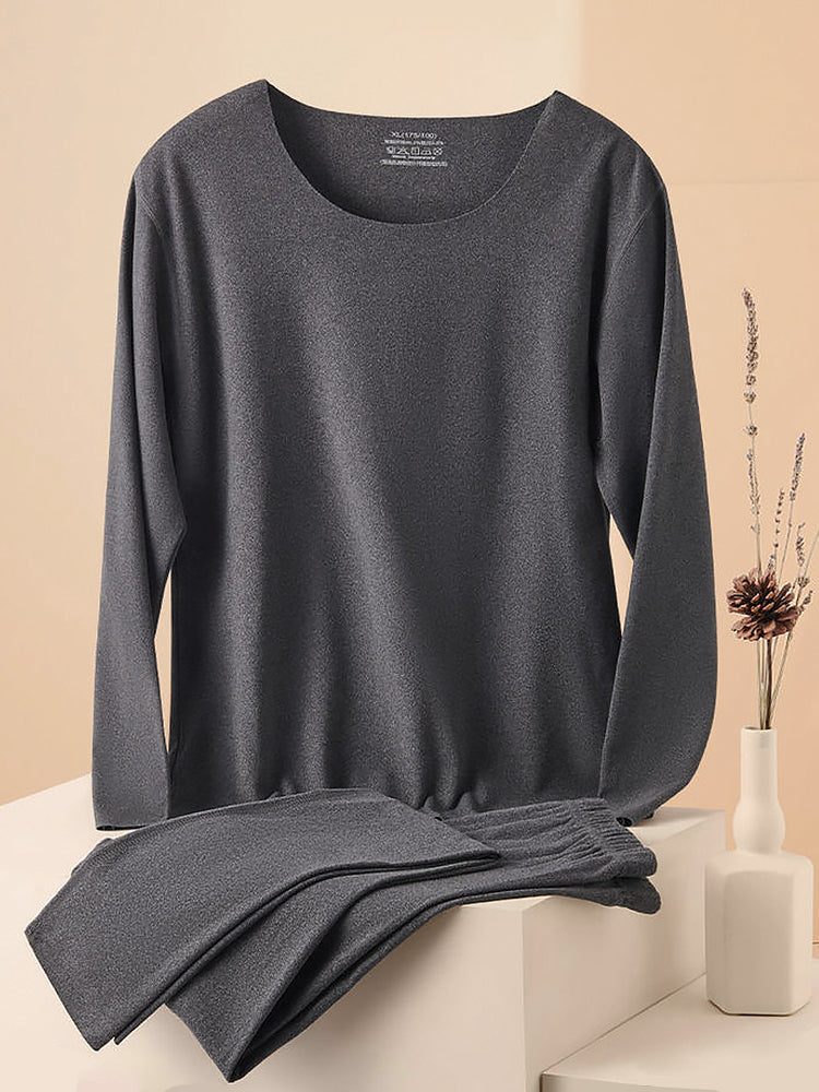 Men's Seamless Splice Thin Design Thermal Set