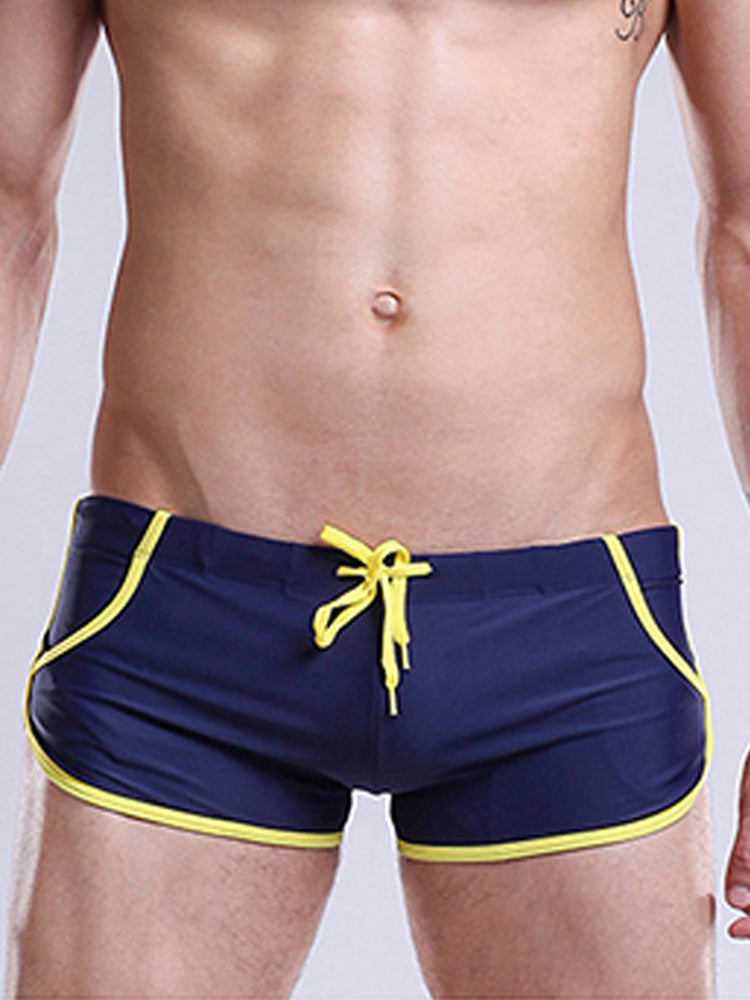 Men's Breathable Boxer Drawstring Swimming Trunks