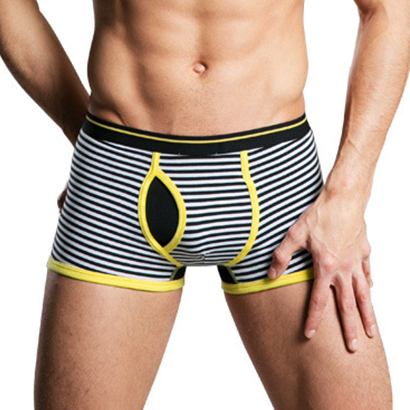 Men's Striped Cotton Sports Boxer Briefs