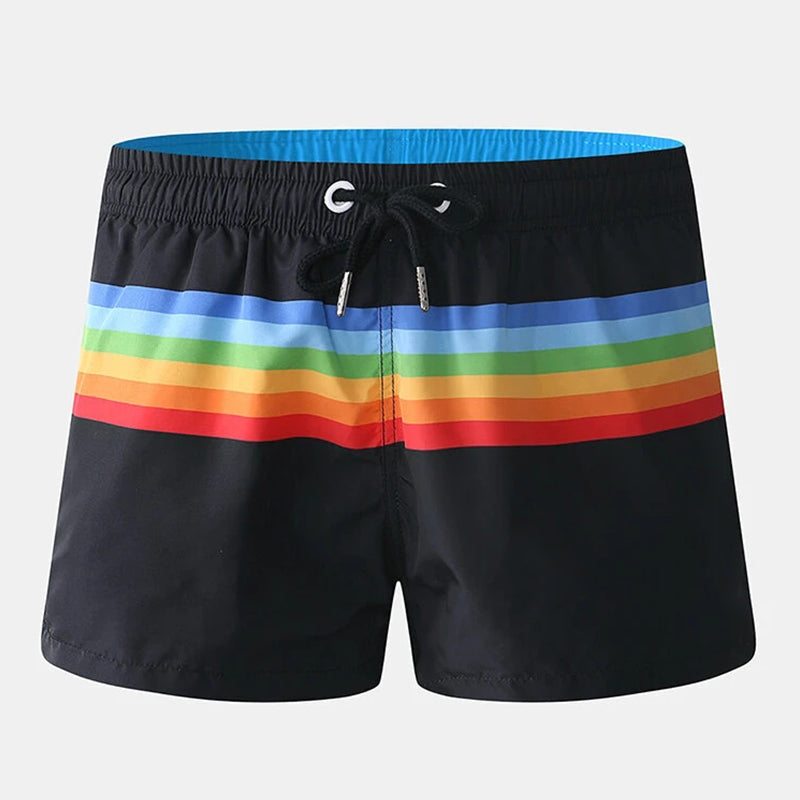 Men Colorblock Stripe Shorts Drawstring Shorts