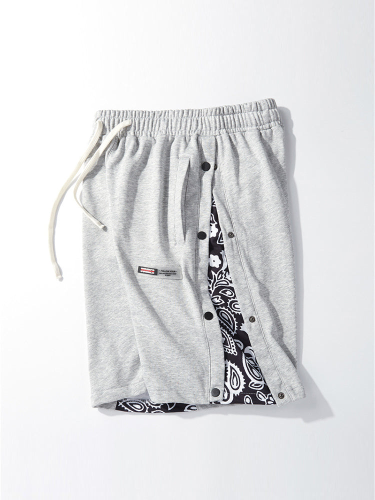 Mens Pattern Patchwork Elastic Active Athletic Shorts