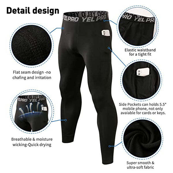 Mens Sports Thermal Leggings Compression Base Layer Tights