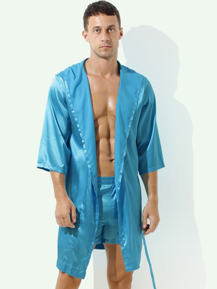 Couple Soft Tie Thin Bathrobe Pajamas