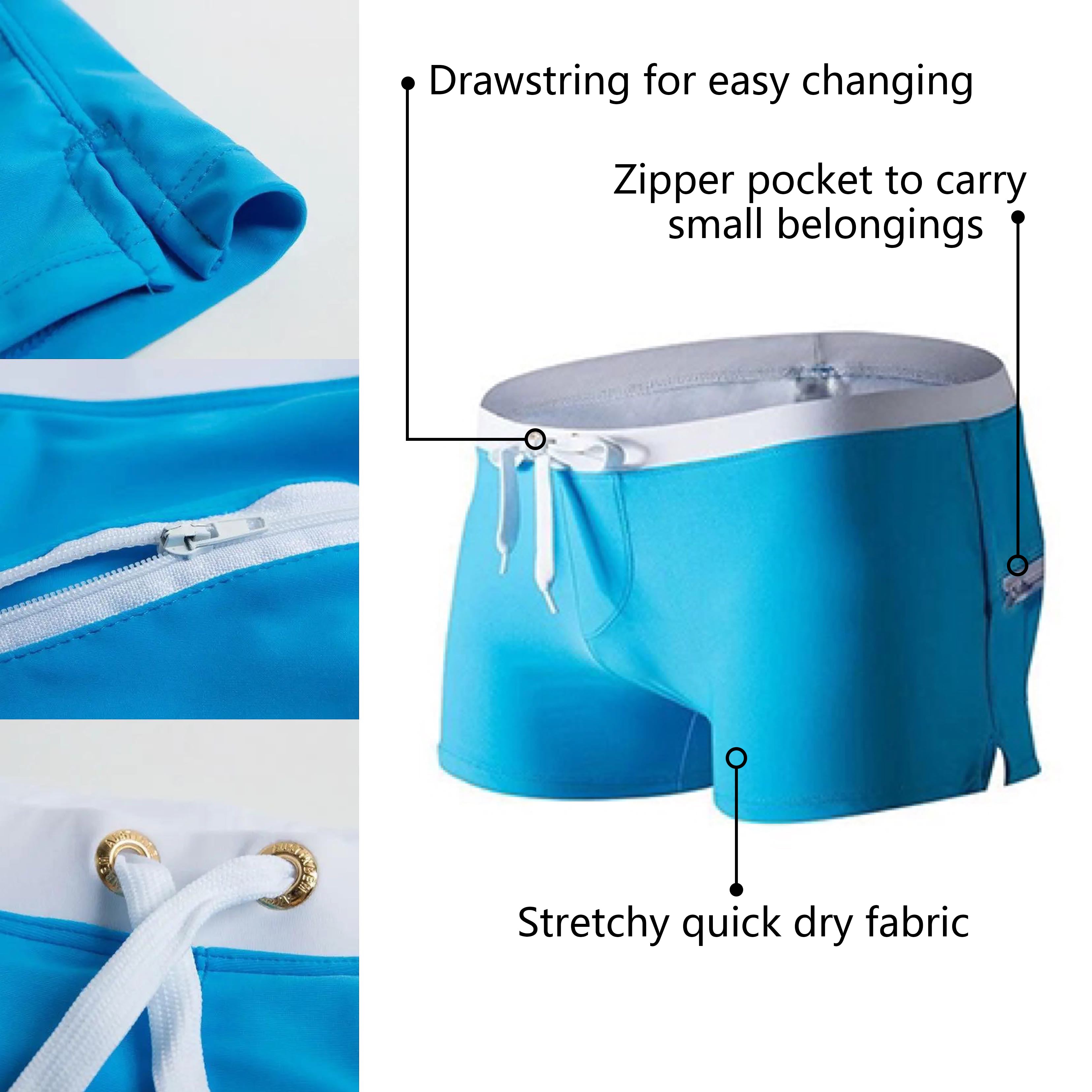 Men's Quick Drying Drawstring Swim Trunks