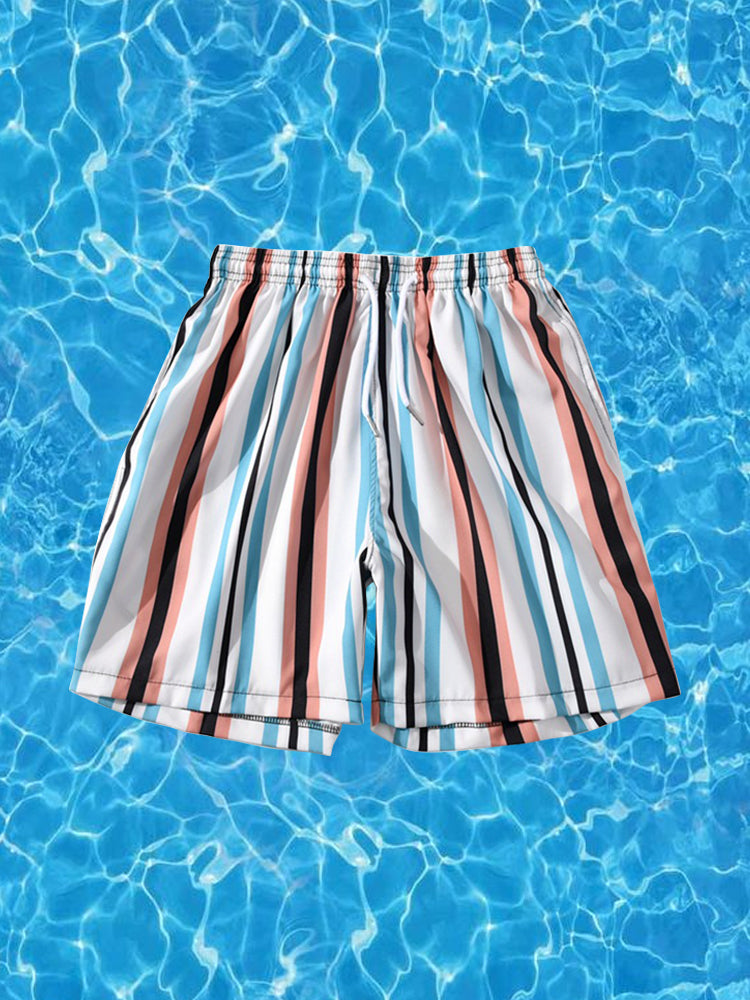 Mens Striped Light Quick Dry Swim Shorts
