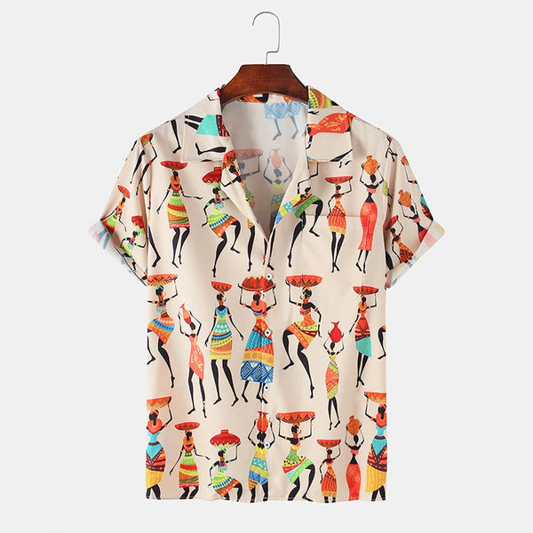 Mens Ethnic Egyptian Dancing Printed Shirt