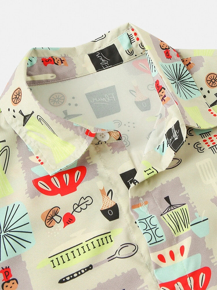 Mens Colorful Mushroom Element Print Light Shirts