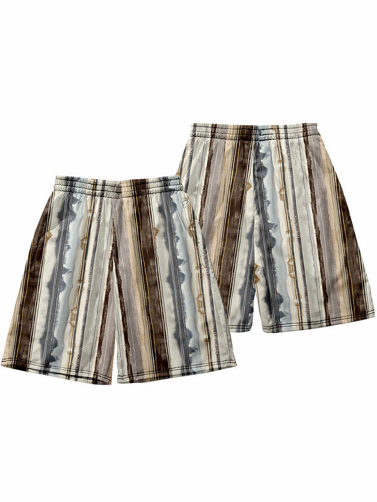 Mens Novelty & Basic Stripes Quick Dry Beach Shorts