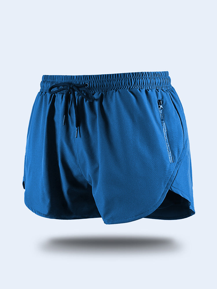 Men Breathable Liner Zipper Pocket Swim Trunks