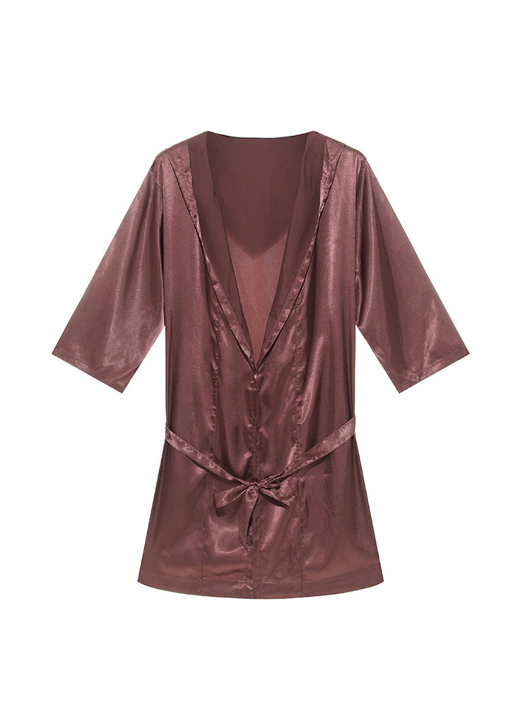 Couple Soft Tie Thin Bathrobe Pajamas