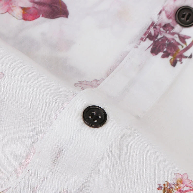 Flowers Printed Loose Short Sleeve Lapel Shirt