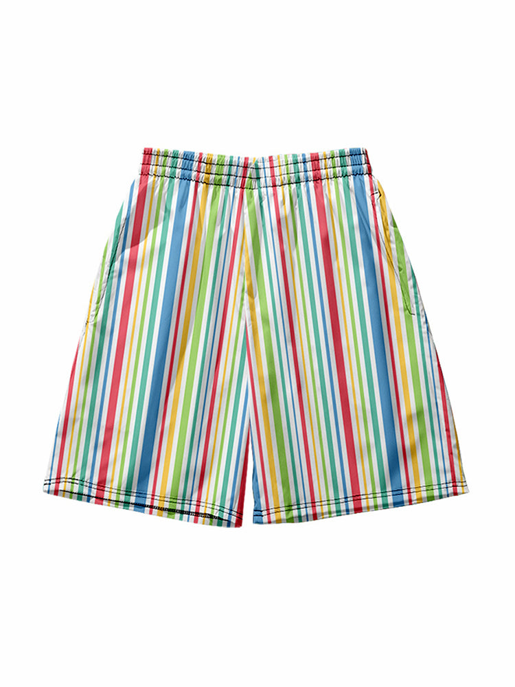 Mens Novelty & Basic Stripes Quick Dry Beach Shorts