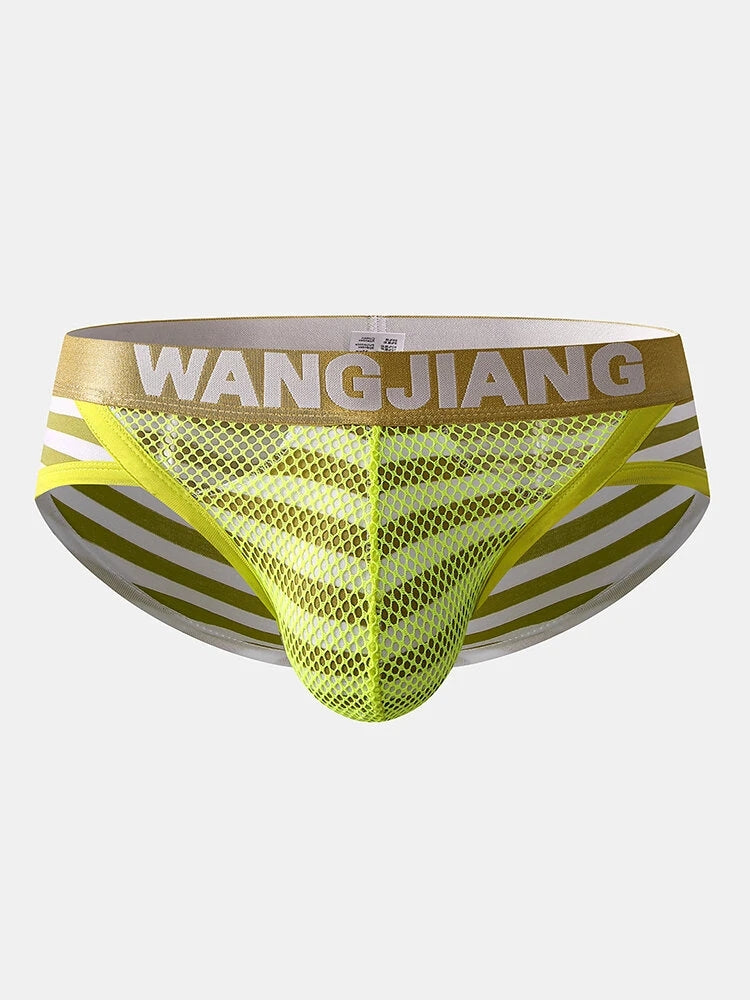 2 Pack Sexy Mens Striped Cotton U Shaped Pouch Briefs